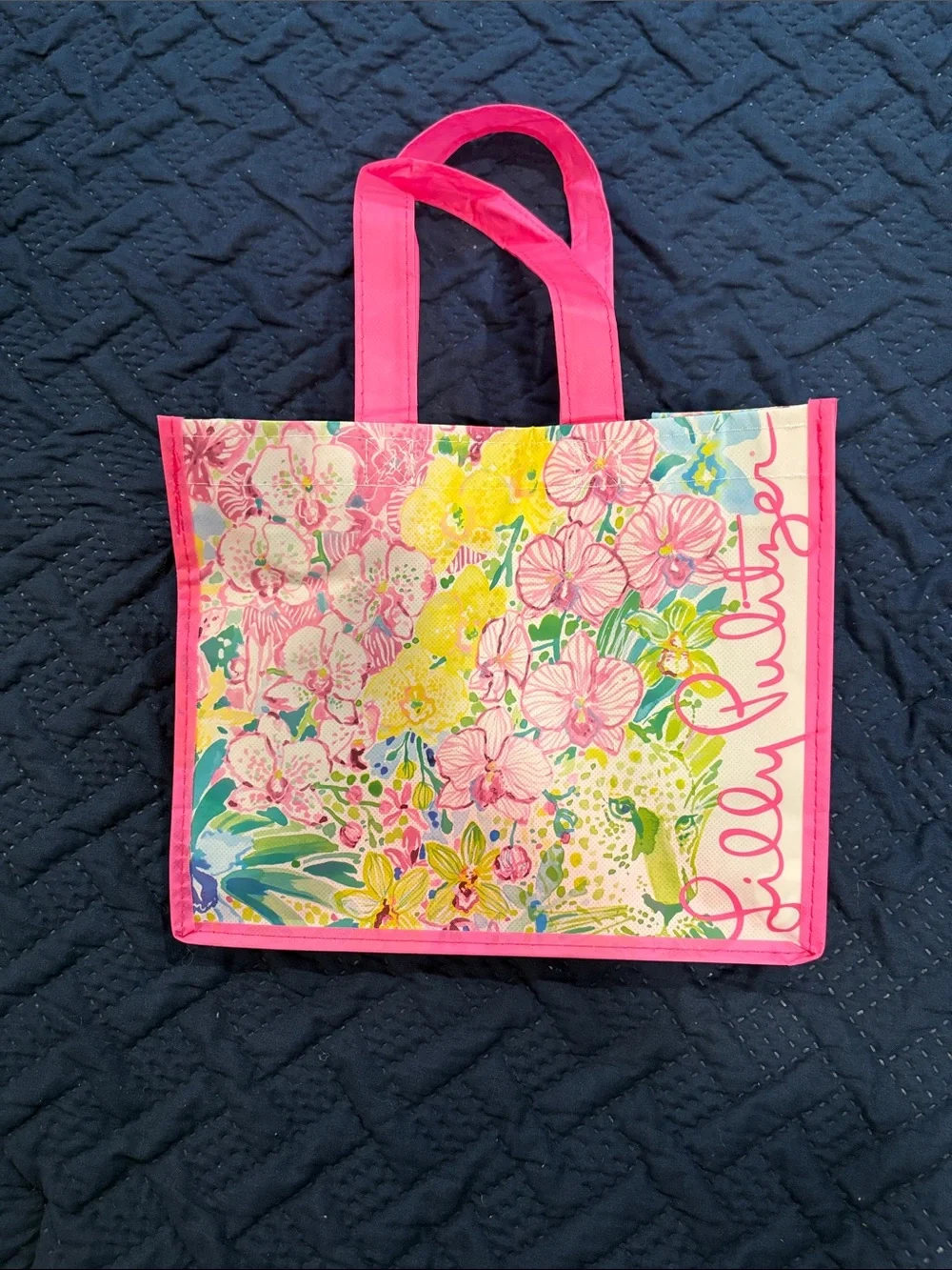 Lilly Pulitzer Pink Floral Tote Shopping Bag